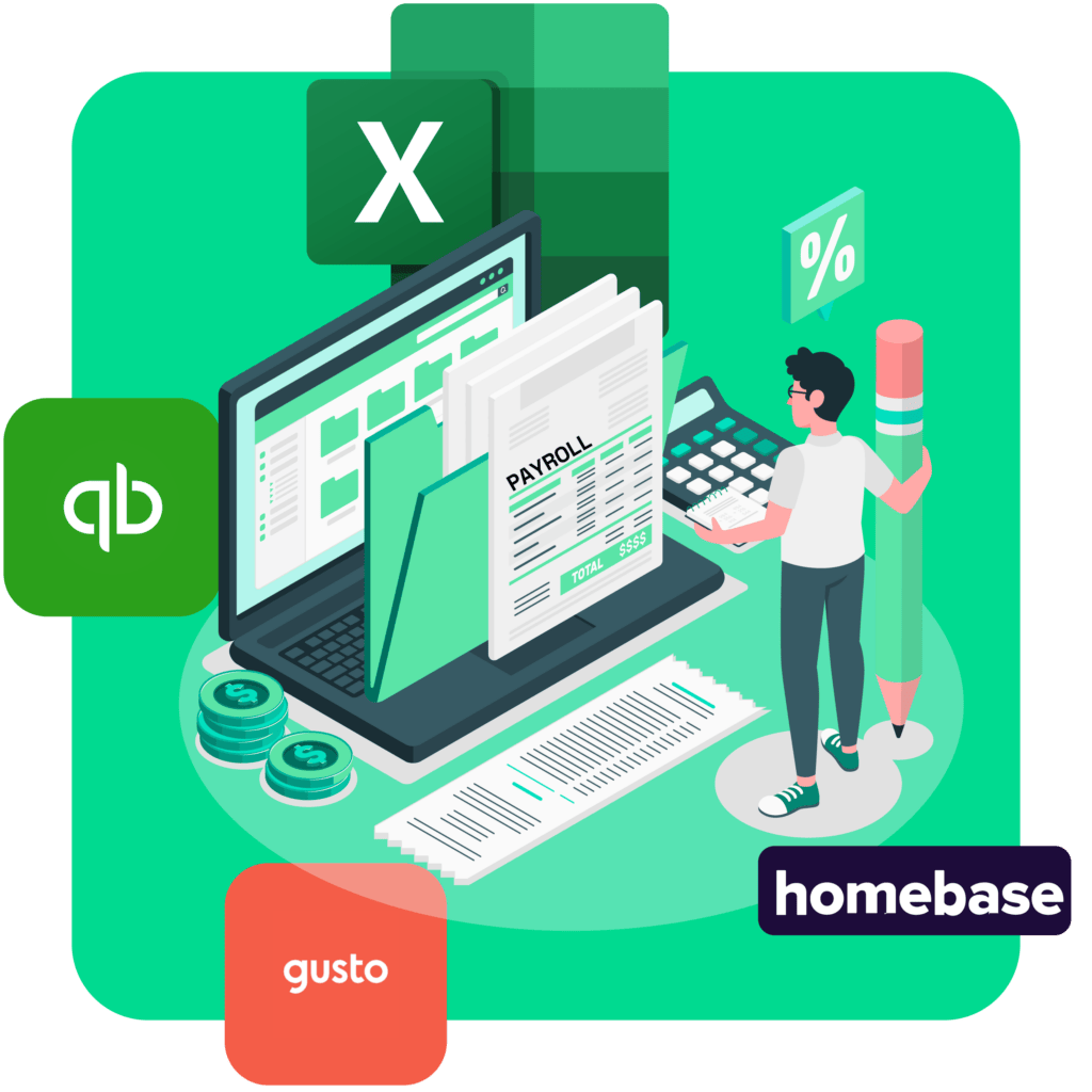 Effortless Payroll Management with QuickBooks, Gusto, Homebase.